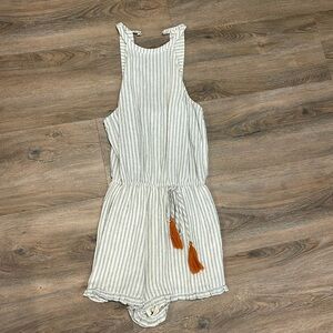 Navy and White Pinstripe Romper